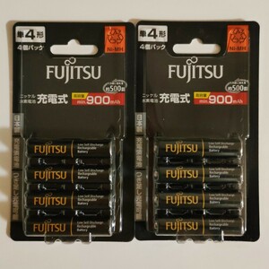 新品 未開封　FUJITSU 日本製　充電池　単４形　高容量　900mAh　500回　４本入×２（計８本） HR-4UTHC（4B）