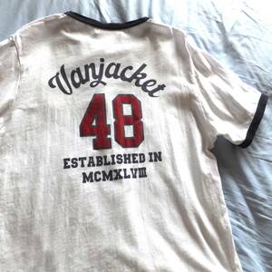 VAN JAC　ヴァンヂャケット　白　トリム　Tシャツ　メンズ　Mサイズ　パイピング　ワッペン　48番　ビンテージテイスト