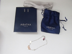 #60654【中古】AGATHA PARIS アガタ パリ アクセサリー パール リボン テリア ブレスレット ブランドアクセサリー