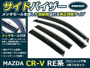 RE3RE4 CR-V CRV4p メッキ付 サイドドアバイザー W固定金具付 ウインドウ バイザー サイドバイザー 運転席 助手席 サンバイザー 雨避け