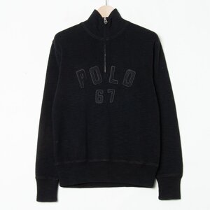 POLO RALPH LAUREN ポロ ラルフローレン サイズM プルオーバー ハーフジップ ハイネック 綿10％ ニット 黒 ブラック メンズ カジュアル