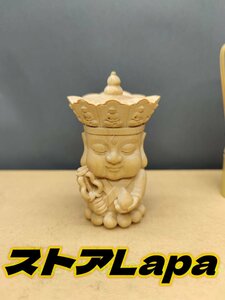 新作 地蔵菩薩 地蔵菩薩立像 地蔵尊 地蔵 置物 Q版 仏教工芸品 木彫仏像 総黄楊 木製彫刻 工芸美術