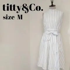 ティティアンドコー titty&co ノースリーブワンピース ストライプ m