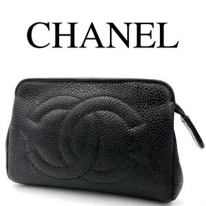 CHANEL シャネル ポーチ 小物入れ ココマーク キャビアスキン シールあり