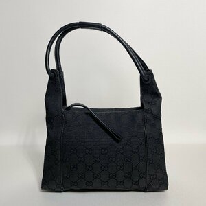 2409-223-1｜GUCCI グッチ GGキャンバス ハンドバッグ キャンバス 本革 レザー ブラック