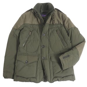 美品 RALPH LAUREN ラルフローレン パープルレーベル ウール エルボーパッチ ミリタリージャケット ダウンジャケット カーキ M 正規品