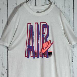 NIKE AIR ナイキ エアー ビッグラバープリント スウッシュプリント クルーネック 半袖 Tシャツ ホワイト L 90sグラフィック 20202911