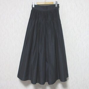 美品 22SS Mame Kurogouchi マメクロゴウチ Silk Cotton Flared Skirt コットン×シルク フレアスカート MM22PS-SK703 1 ネイビー ◆