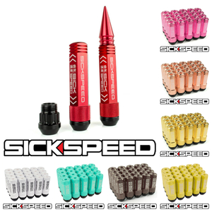 SICKSPEED　M14xP1.5 ハイブリッドナット ロングタイプ キャップ 80mm ロックナット アルミ+スチール ホイールナット USDM シックスピード