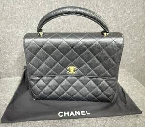 ◎ １円スタート　CHANEL　シャネル　キャビアスキン　ハンドバッグ　ココマーク　トップハンドル　保存袋