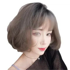 ウィッグ ブルックリン 前髪 ３D グラデーション ヘアアレンジ 襟足 ボリューム カール ストレート つむじ 耐熱 自然 ボリューム (アッシュグレープリン)