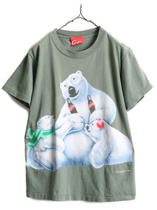 90s USA製 ■ コカコーラ 両面 プリント 半袖 Tシャツ メンズ M / 90年代 オールド CocaCola シロクマ アニマル キャラクター 企業 当時物