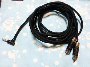 4.4mm5極 (抵抗入) L字 Walkman → RCA ×2 ライン入力 ケーブル PC-Triple-C/EX 200cm 長め トープラ販売 銀メッキ FURUTECH CF-102(R)