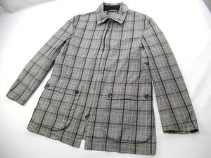 ☆☆【B送900円】649　BURBERRY BLACK LABEL　バーバリーブラックレーベル　総柄ブルゾン　チェック柄　グレー系　ジャケット　アウター　M