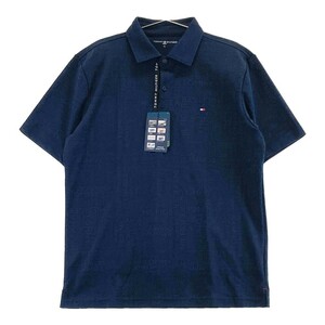 【新品】TOMMY HILFIGER GOLF トミー ヒルフィガーゴルフ 半袖ポロシャツ ロゴ 総柄 ネイビー系 LL [240101320907] ゴルフウェア メンズ