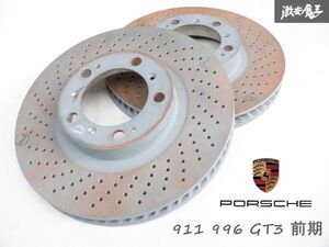 【未使用】 純正 PORSCHE ポルシェ911 996 GT3 前期 フロント ドリルド ディスク ローター 左右 約330mm 99635140991 99635141091 棚H-5