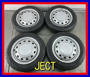 ■中古タイヤホイール■　JECT スチールホイール 14インチ 4.5J +45 4H 100 114.3 DUNLOP WM02 155/65R14 １円～ ST 激安 送料無料 K425