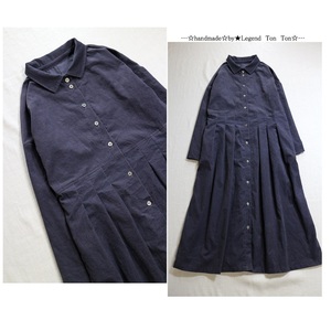 hand　made♪cottonミニコーデロイ前開きタックOP♪