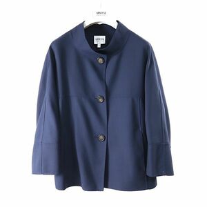 3-YI186【極美品】アルマーニコレツィオーニ ARMANI COLLEZIONI ウール ジャケット ネイビー 44 レディース