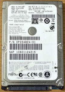 富士通 MJA2160BH [160GB 2.5インチ 9.5mm SATA HDD 2010年製 使用時間 5622H (Cristal DiscInfo 正常) (管:KH194