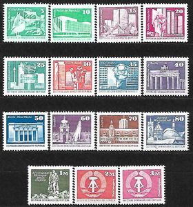 ★1980-81年 - 東ドイツ - 「有名建物. 紋章」15種完 - 未使用(MNH)(SC#2071-2085)- ZY-885