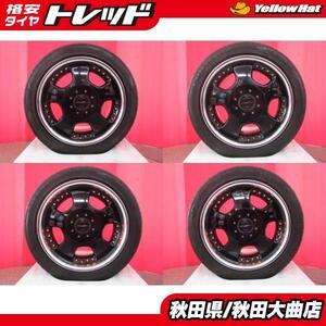 限定1台! WORK Euro line 17 8.0 +25/+30 6H139.7 中古 + WIDE OVAL 215/50R17 17年数等 中古 4本セット 6H車両 カスタム 等に