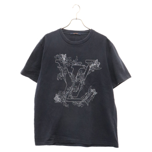 ルイヴィトン 20AW LV FLOWER EMBROIDERED TEE RM202 NPL HJY68W LVフラワーエンブロイダリーTシャツ フラワーロゴ刺繍半袖カットソー