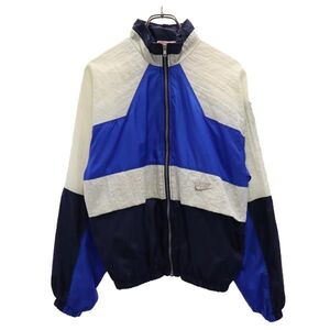 ナイキ 90s オールド スポーツジャケット S ブルー×ネイビー×ホワイト NIKE 裏メッシュ素材 メンズ