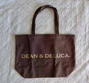 新品【DEAN & DELUCA チャリティートートバッグ2014? ブラウン茶 L 金ラメ】ディーン＆デルーカ限定色カラーエコバッグコットンサブバッグ