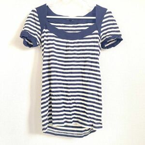 MARC BY MARCJACOBS トップス ボーダー半袖Tシャツ カジュアル ネイビー ◎12-25