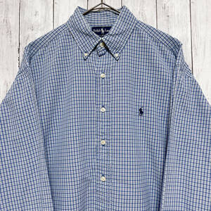 ラルフローレン Ralph Lauren BLAIRE チェックシャツ 長袖シャツ メンズ ワンポイント コットン100% Mサイズ 3‐674
