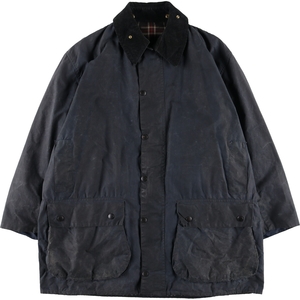 古着 80~90年代 バブアー Barbour BORDER ボーダー 旧3ワラント ワックスコットン オイルドジャケット 英国製 C46 メンズXL相当 /evb007738