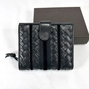 ボッテガヴェネタ　二つ折り財布　ブラック　黒　ミニウォレット　イントレチャート　ラウンドジップBOTTEGA VENETA ウィメンズ