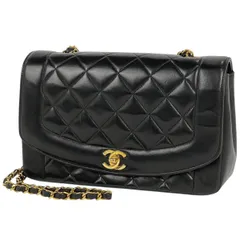 シャネル CHANEL ダイアナ マトラッセ シングルフラップ チェーン ショルダーバッグ ココマーク ショルダーバッグ レザー ブラック A01165 レディース 【中古】