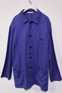 Papas パパス リネン カバーオール ジャケット size M ブルー 日本製 麻100％