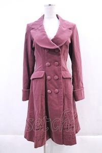 metamorphose / coat 刺繍入りコートワンピース(別珍) ピンク I-23-12-31-033-ME-CO-HD-ZI