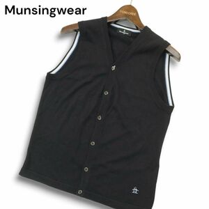 Munsingwear マンシングウェア 秋冬 ダイヤ柄 切替★ ニット ベスト Sz.M　メンズ ネイビー ゴルフ　A4T09705_9#K