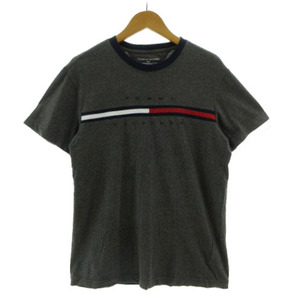 トミーヒルフィガー TOMMY HILFIGER TINO TEE Tシャツ C817836802 丸首 ロゴ刺繍 半袖 コットン グレー S メンズ