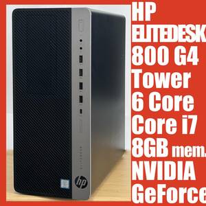 HP EliteDesk 800 G4 TWR 6コア第8世代Core i7 & 8GBメモリ & SSD 512GB & NVIDIA GeForce搭載！Windows 11 Pro正規インストール済