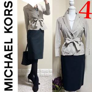 マイケルコース　MICHAEL KORS スーツ　セットアップ　ジャケット　美脚　ストレッチ　タイトスカート　黒　4 SM お買い得！2点セット