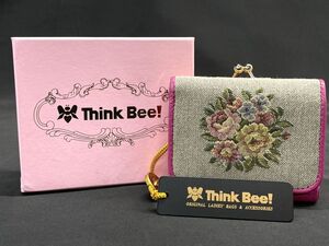 【H753】新品 保管品 Think Bee！/シンクビー レディース がま口 三つ折り財布 花柄 コンパクト b