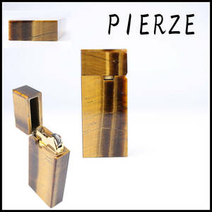 【秀】ZB421 非売品 【PIERZE】 天然虎目石 ガスライター／共箱付 美品！ｒ