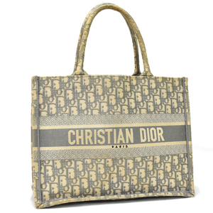 クリスチャンディオール ブックトート ミディアム ハンドバッグ オブリーク エンブロイダリー グレー Christian Dior 1点限定