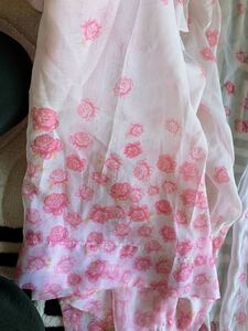ピンクバラ薔薇カーテンサイズ横幅約220cm縦幅約124cm美品