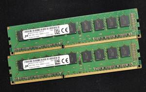 8GB (4GB 2枚組) PC3L-12800E DDR3L-1600 ECC 1.35V/1.5V 1Rx8 片面実装 240pin ECC Unbuffered DIMM MT Micron (管:SA5760