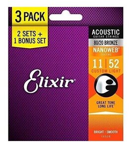 即決◆新品◆送料無料Elixir 16538 [11-52] 3セットパック×1パック(計3セット) 11027×3セット アコギ弦