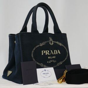 【極美品 2way ギャランティカード】PRADA プラダ カナパS ハンドバッグ トートバッグ ショルダーバッグ 1BG439 ゴールド金具 ブラック 黒