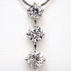 大特価!!1円〜!!美品!!1ct up!!▼Pt900/Pt850 天然ダイヤモンドネックレス▼J 約5.2g 約44.5cm necklace jewelry EH8/EI2.S179