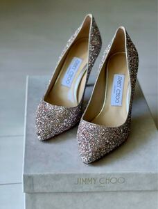 新品JIMMY CHOO 23cm(EU36)グリッターパンプス　ピンクゴールド