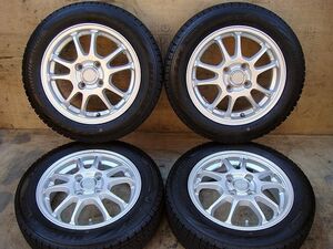 軽用・BSアルミ&155/65R14 ブリヂストン・ブリザックVRX2 2２年製中古4本SET 4.5J+45 N-BOX・N-ワゴン/タント・ムーブ/スペーシア・ワゴンR